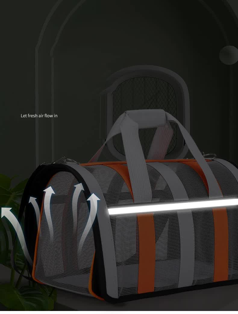 Size L Black Foldable Pet Carrier Bag - Lightweight, Breathable, and Spacious for All Seasons