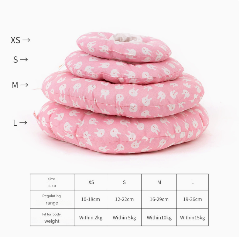2 pcs Cloud Rabbit Pet Recovery Collar - Comfortable Anti-Lick Cone for Cats & Dogs Size S