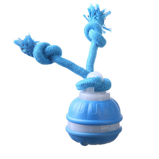 Blue 2-pcs Interactive Dog Toy - Self-Moving Ball with Rope, Boredom Buster (With Bird Calls)