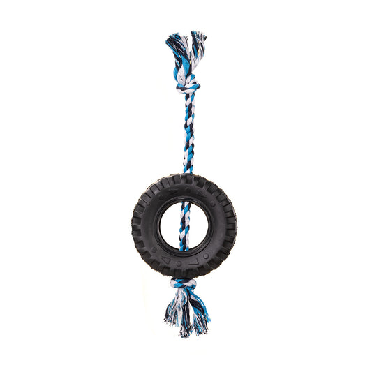 Blue Interactive Tire Rope Dog Toy - Heavy Duty Chew Toy for Dental Health & Play