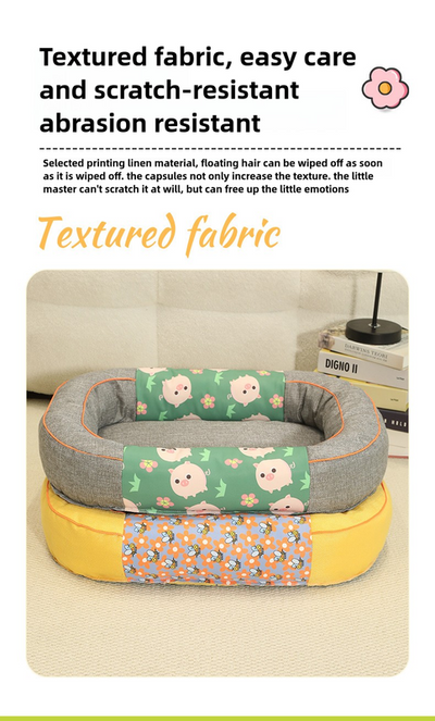 Size S Yellow Cozy Pet Bed for Small Dogs and Cats - Durable & Chew-Resistant Nest for All Seasons