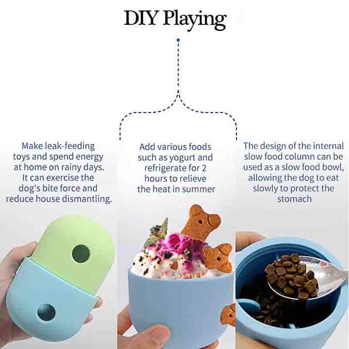 2 Pcs White And Blue Interactive Pet Treat Dispensing Ball - Food-Grade Silicone Rolling Toy for Dogs with 1.5 cm Leakage Hole