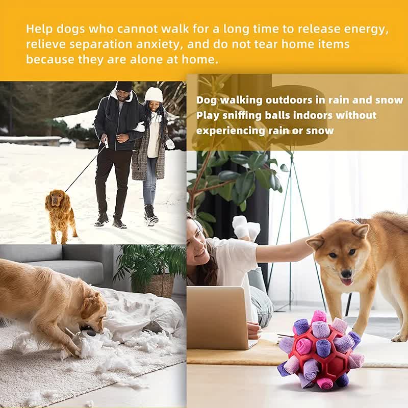 Green Ball And Black,Orange Strips Of Fabric Interactive Pet Snuffle Ball - Treat-Dispensing Toy for Dogs and Cats, 20 cm TPR and Felt Fabric for Mental Stimulation