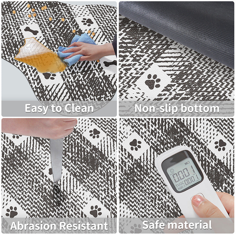 Black And White Pet Feeding Mat 35x50cm - Anti-Slip, Durable Diatom Mud Mat for Dogs and Cats, Easy to Clean