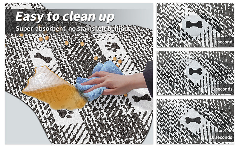 Black And White Pet Feeding Mat 50x70cm - Anti-Slip, Durable Diatom Mud Mat for Dogs and Cats, Easy to Clean