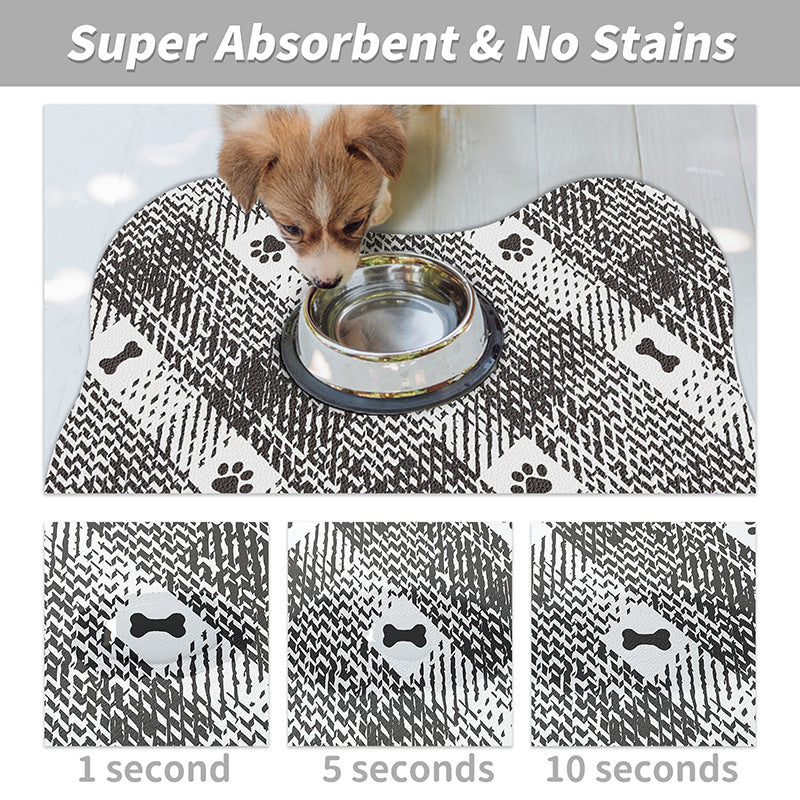 Green And White Pet Feeding Mat 50x70cm - Anti-Slip, Durable Diatom Mud Mat for Dogs and Cats, Easy to Clean