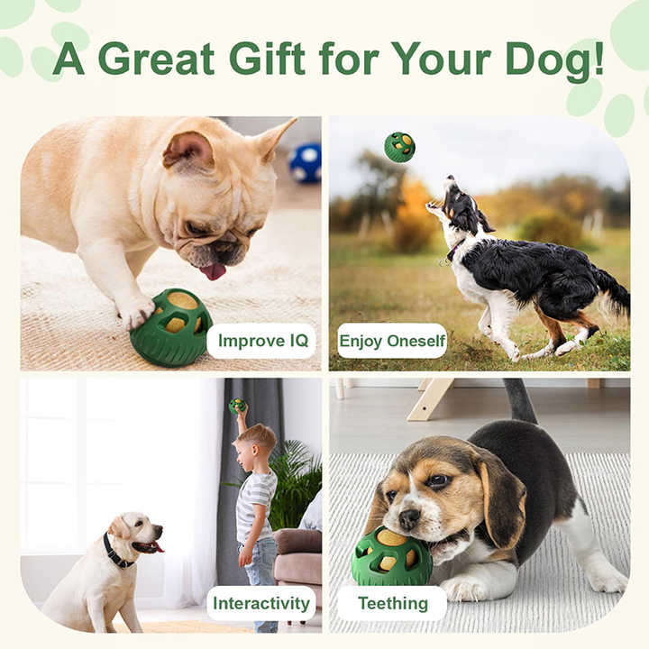 Red Ball and Yellow Mold Pet Treat Dispensing Ball and Molding Set - Silicone Dog Chew Toy for Teeth Cleaning and Boredom Relief