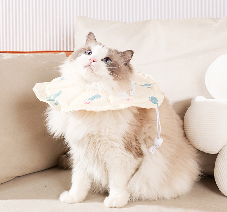 2 Pcs Size M Beige Comfortable Pet Recovery Collar | Waterproof Anti-Lick Collar for Cats & Dogs