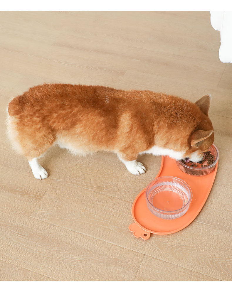 White Non-Slip Pet Feeding Mat - Waterproof Dog & Cat Food Bowl Placemat with Raised Edges