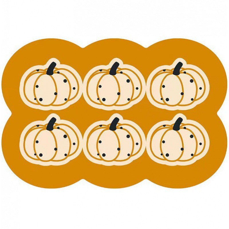 Style 8 Yellow Pumpkin Pattern Absorbent Diatomaceous Earth Pet Feeding Mat - Non-Slip & Quick Dry Placemat (50x80cm)