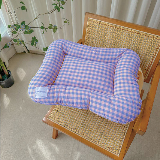 M Yellow-purple All-Season Pet Bed - Soft Washable Dog & Cat Mat with Comfortable Cushion - Warm Winter Padding for Small to Large Pets