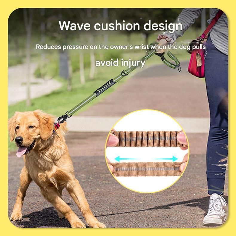 Purple Shock Absorbing Dog Leash with Reflective Stitching - 135cm for Small to Large Dogs
