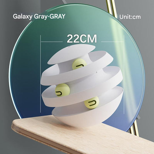 Grey Interactive Cat Scratching Ball Toy - Multi-layer Track with Rolling Ball