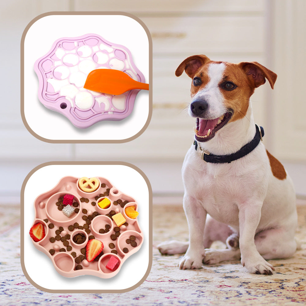 Silicone Dog Slow Feeder and Licking Mat - 2 in 1 Puzzle Bowl for Dog Slow Feeding(Light purple)