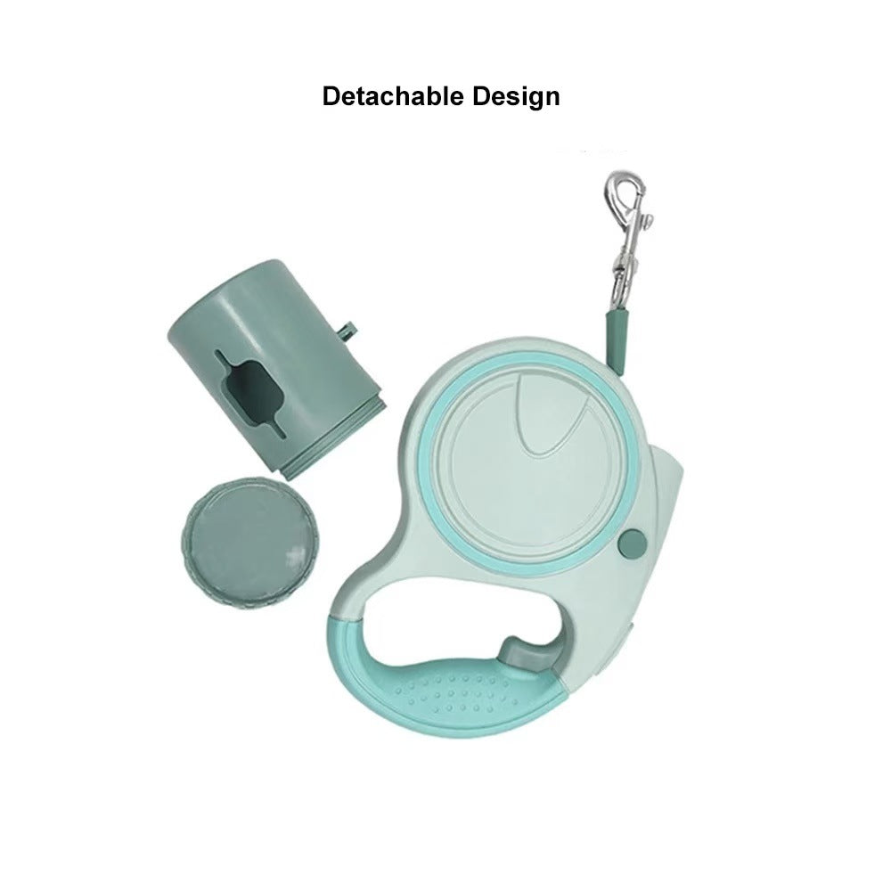 Pink 3M Retractable Dog Leash - Built-in LED Light (No Batteries) and Bag Holder
