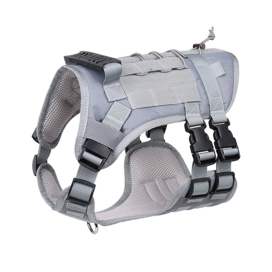 Gray Tactical Dog Training Harness - Adjustable Vest for Training and Walking - S