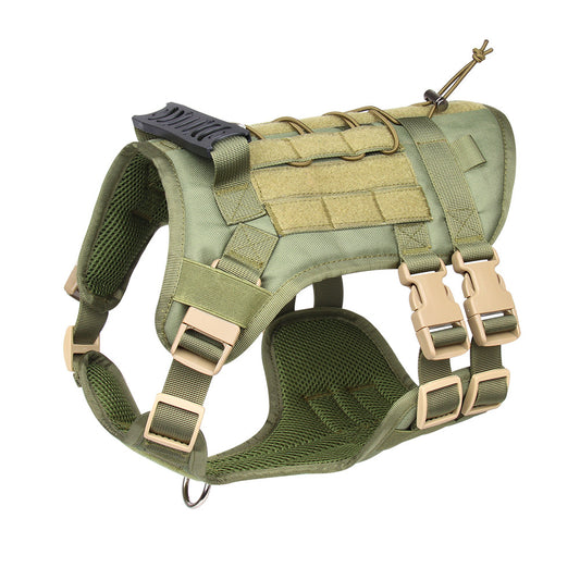 Green Tactical Dog Training Harness - Adjustable Vest for Training and Walking - L