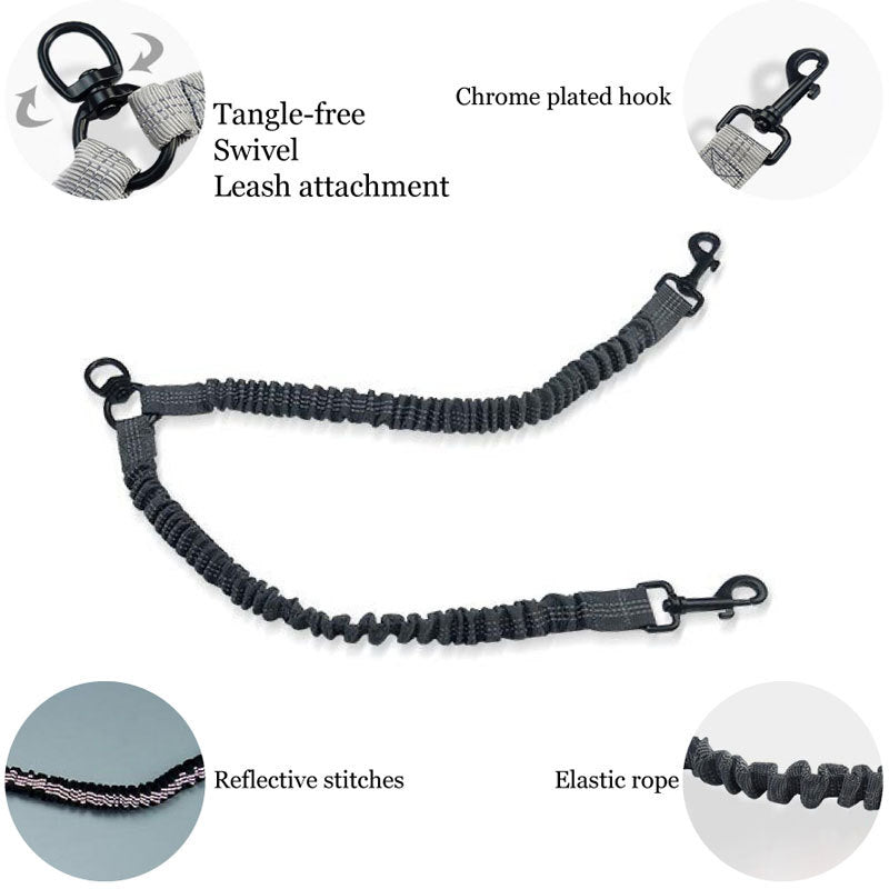 Orange Pet Double-Ended Rope + 1.5M Leash - Easy to walk two dogs, tangle-free design
