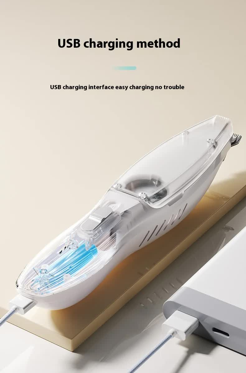 Blue Rechargeable Pet Grooming Clipper with Built-in Vacuum - Low Noise Hair Trimmer for Dogs & Cats