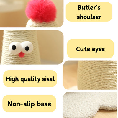 Pink Adorable Chick Cat Scratching Post - Durable Sisal Rope Scratcher Toy for Cats & Kittens
